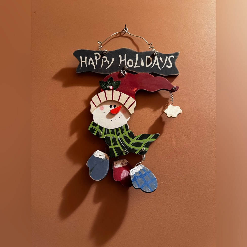 Vintage Wooden Snowman Wall Hanging☃️